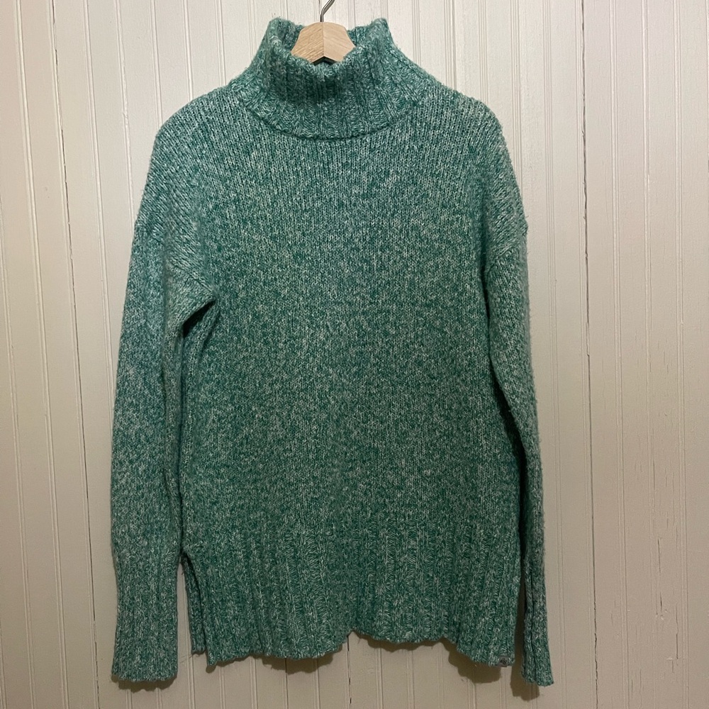 Eddie Bauer Marled Green Cowl Neck‎ Turtleneck Sweater Size XS